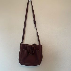 Portland Leather Mini Crossbody Tote brown pebble